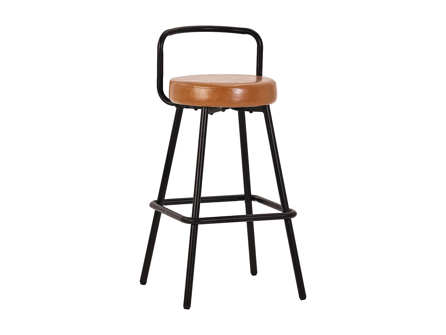 Lot de 6 tabourets de bar rembourrés - cuir PU imperméable - avec dossier et repose-pieds - structure en métal - Style rétro - marron