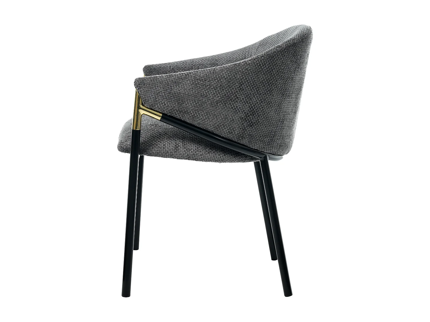 Set aus 2 Stühlen - Moderner Stil - Samtstoff - Armlehnen aus goldenem Edelstahl - Dicke Rückenlehne - Grau