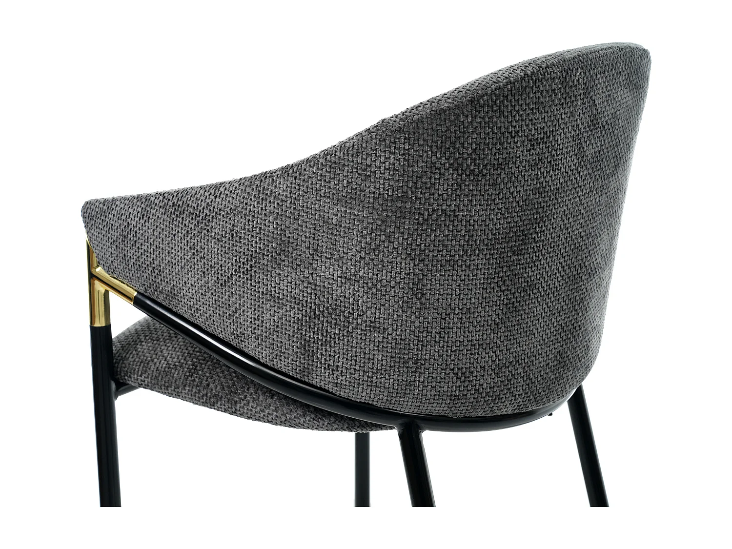 Set aus 2 Stühlen - Moderner Stil - Samtstoff - Armlehnen aus goldenem Edelstahl - Dicke Rückenlehne - Grau