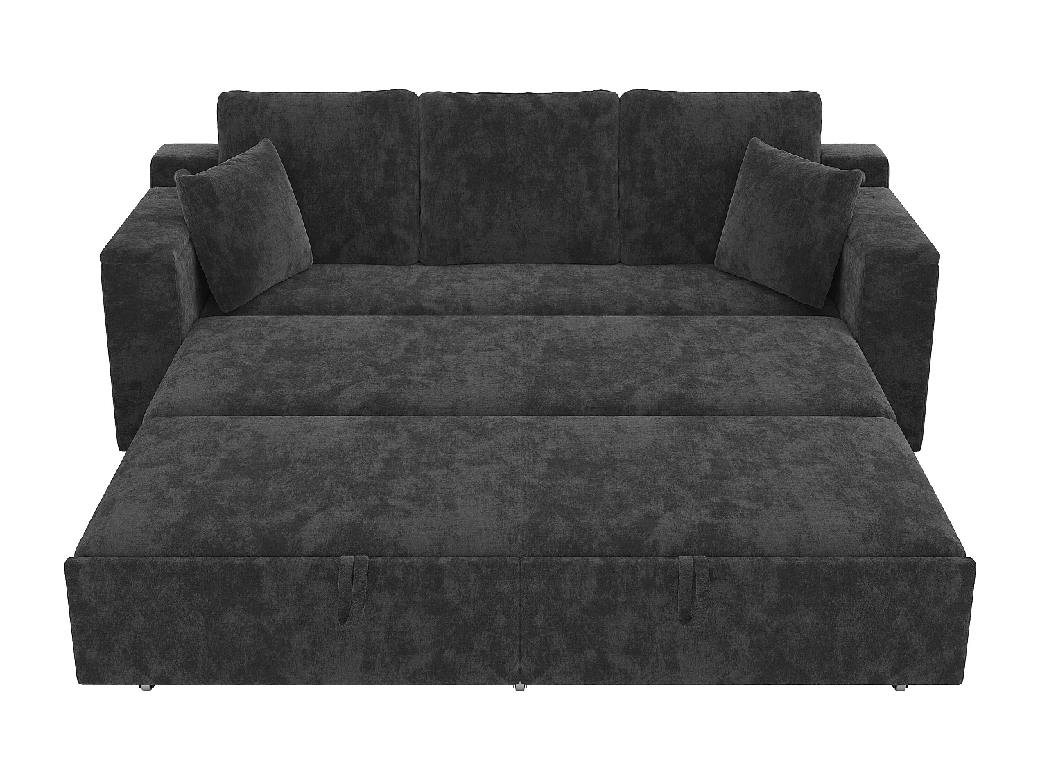 Canapé multifonctionnel 3 en 1 - 3 places - avec espace de rangement - avec port de chargement USB - Tissu chenille - gris