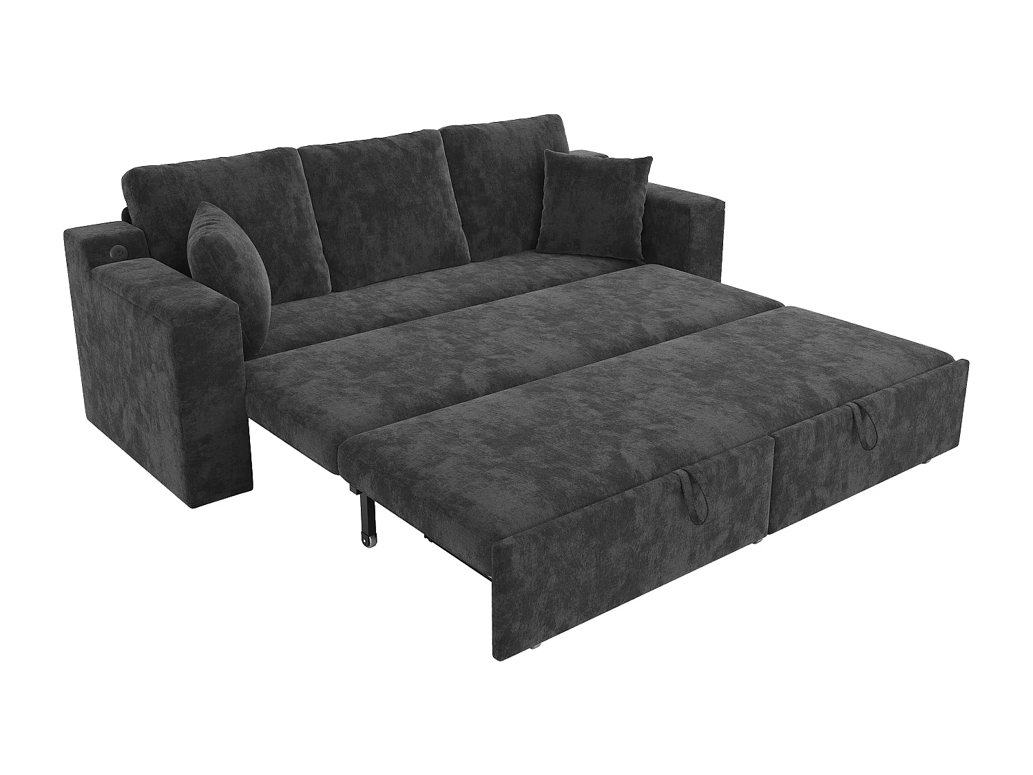 Canapé multifonctionnel 3 en 1 - 3 places - avec espace de rangement - avec port de chargement USB - Tissu chenille - gris