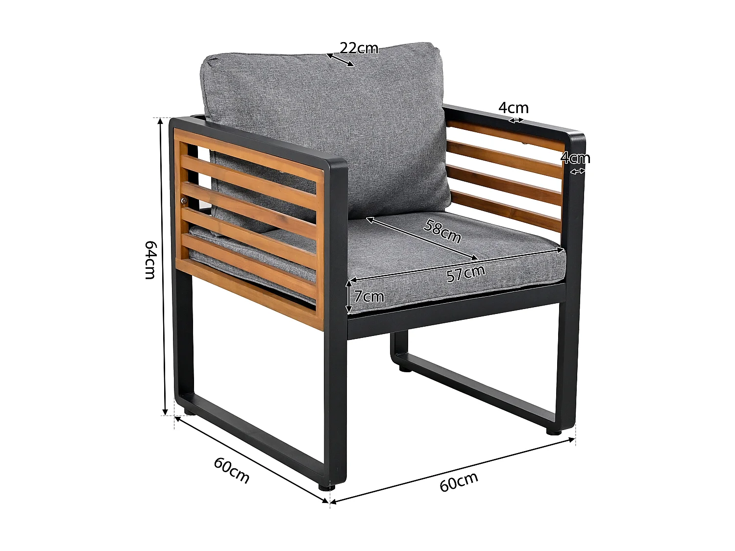 Set di mobili da giardino 8 pezzi - 2 divani due posti, 4 poltrone, 2 tavoli - struttura in ferro zincato - grigio