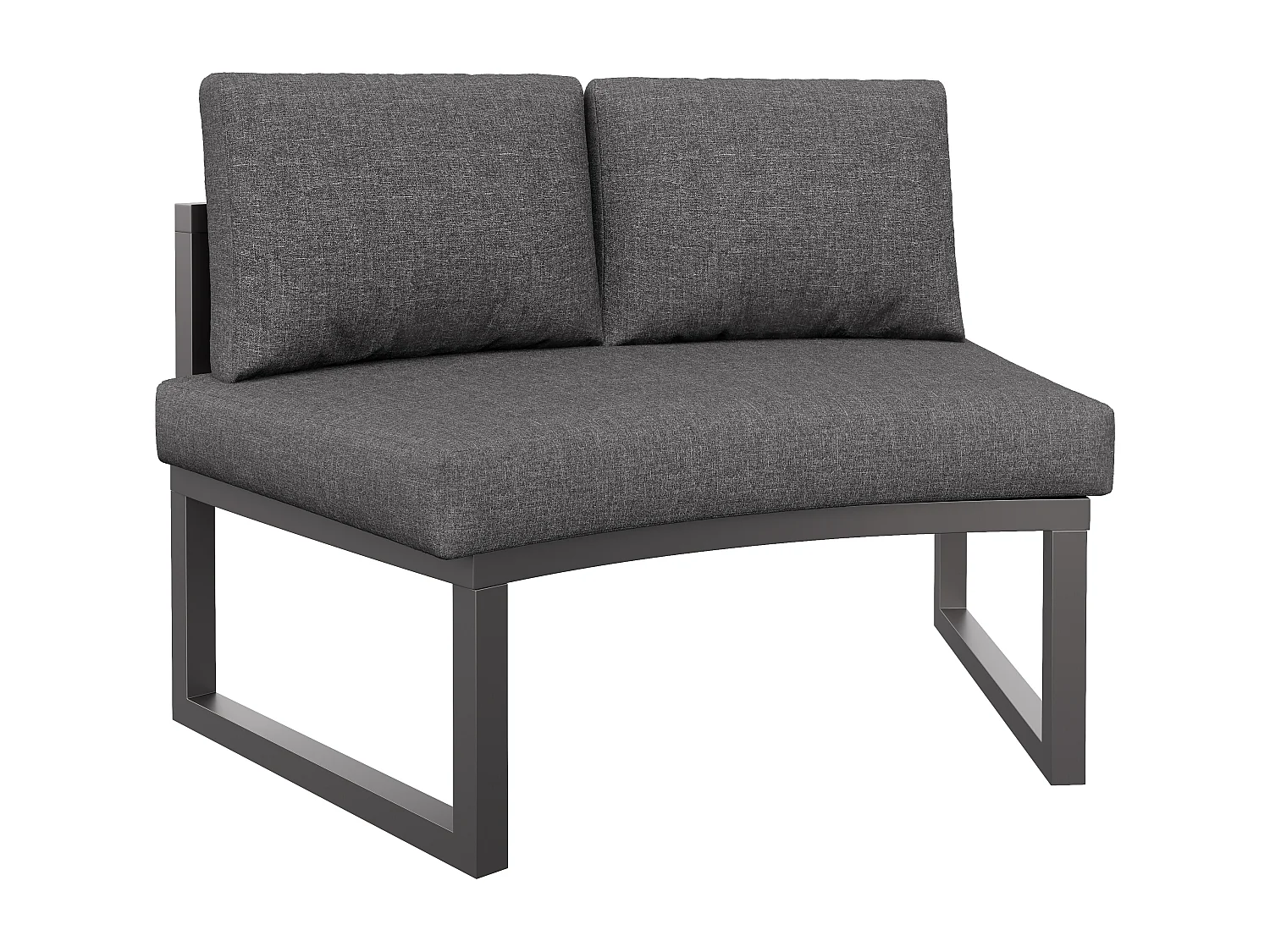 Modułowy Salon Ogrodowy 4-6 Osób z 4 Zaokrąglonymi Kanapami, 1 Fotlem Bujanym i Stolikami - Wytrzymała Konstrukcja Metalowa - Antracyt i Drewno