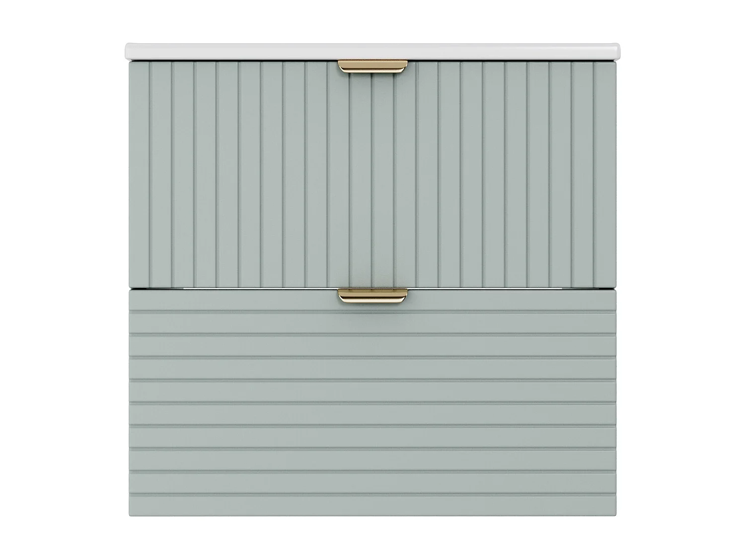 Meuble simple vasque en céramique mural - 61 x 46 x 57 cm - finition laquée - avec 2 tiroir - céramique + MDF - vert