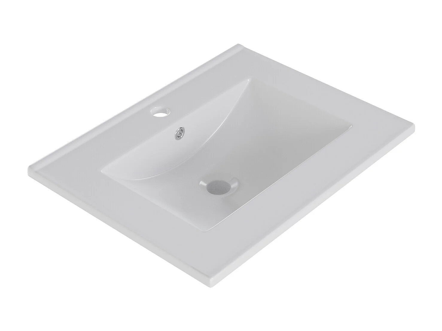 Meuble simple vasque en céramique mural - 61 x 46 x 57 cm - finition laquée - avec 2 tiroir - céramique + MDF - vert