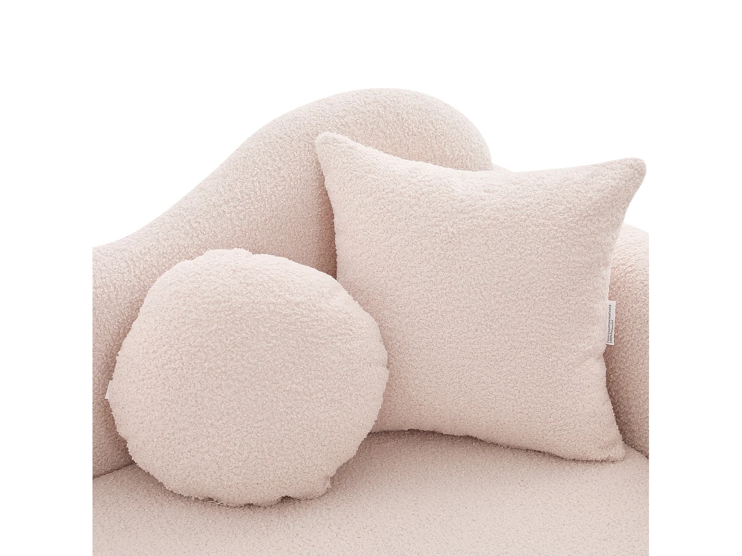 Canapé 1 place - Méridienne de rangement 134 cm - Dossier ondulé - Tissu polaire effet peluche - Coussin d'assise - Rose