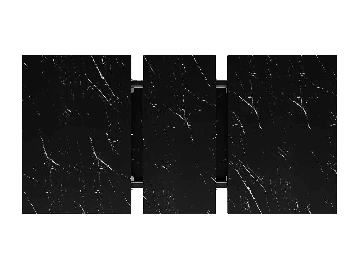 Table à manger extensible - MDF - texture de marbre - 4-6 personnes - design moderne en forme de X - Noir