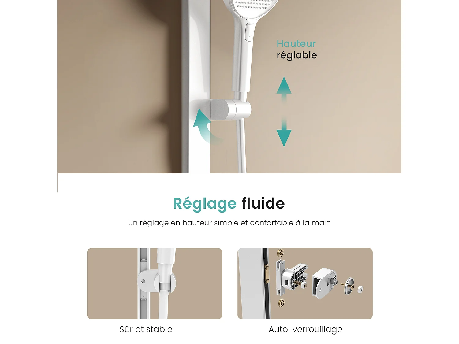 EMKE Thermostatische Doucheset Wit Regendouche 36x24cm & Handdouche 4 Standen met Planchet