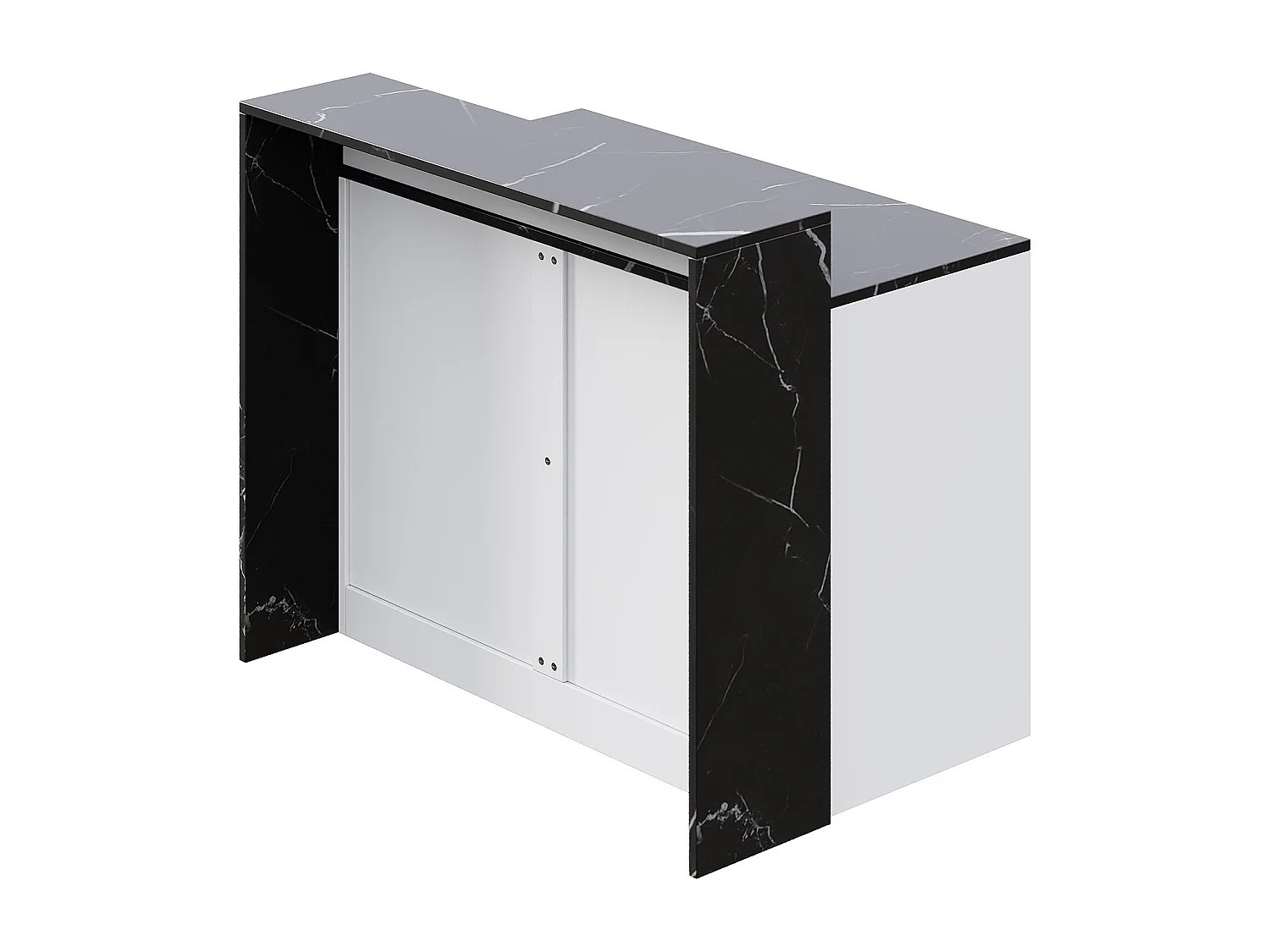 Kücheninsel 120x80x100 cm - Entspannungsbereich für Haustiere - Kombination aus Bar und Esstisch - 1 Tür - MDF - Schwarz und Weiß