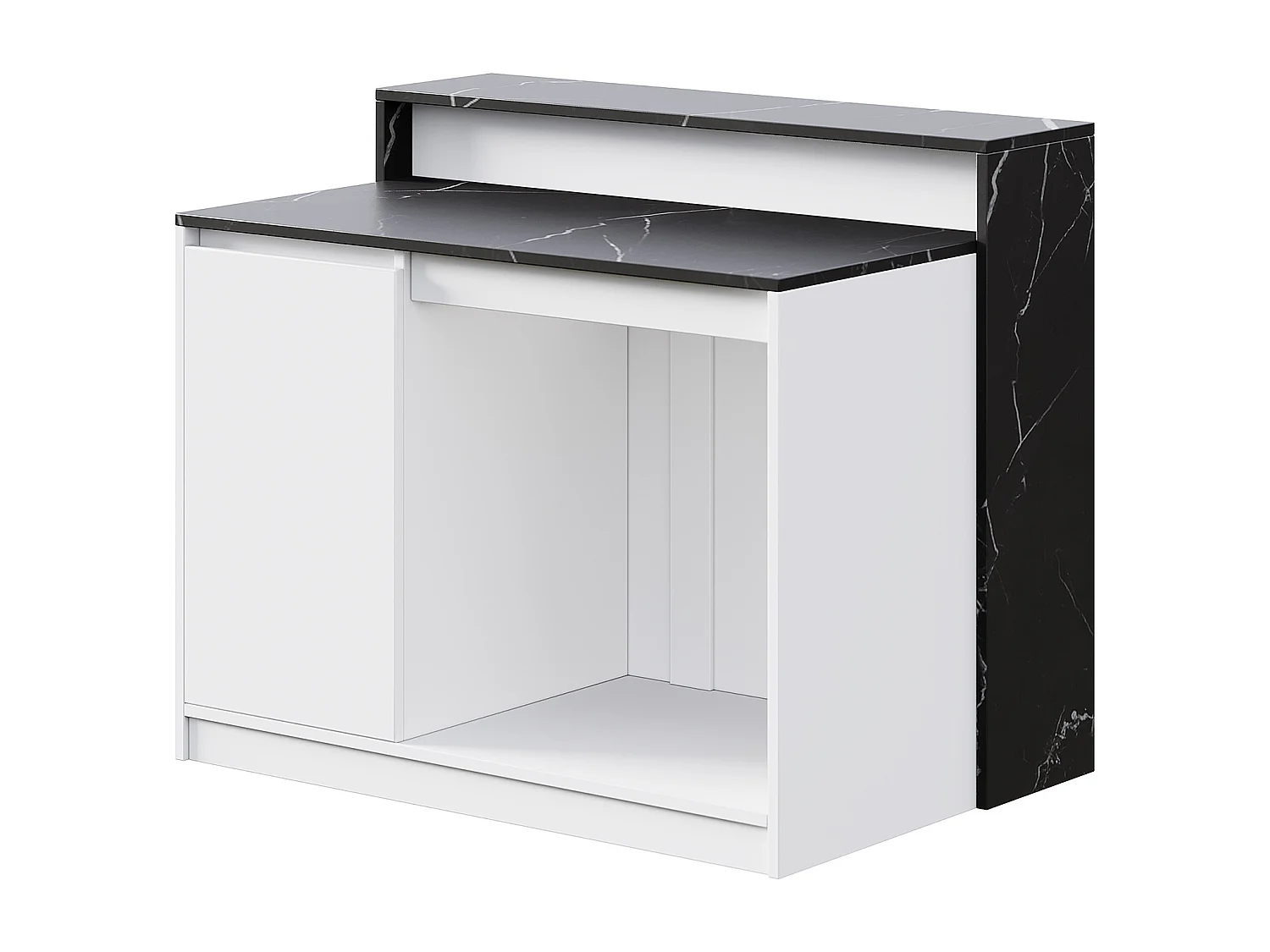 Kücheninsel 120x80x100 cm - Entspannungsbereich für Haustiere - Kombination aus Bar und Esstisch - 1 Tür - MDF - Schwarz und Weiß