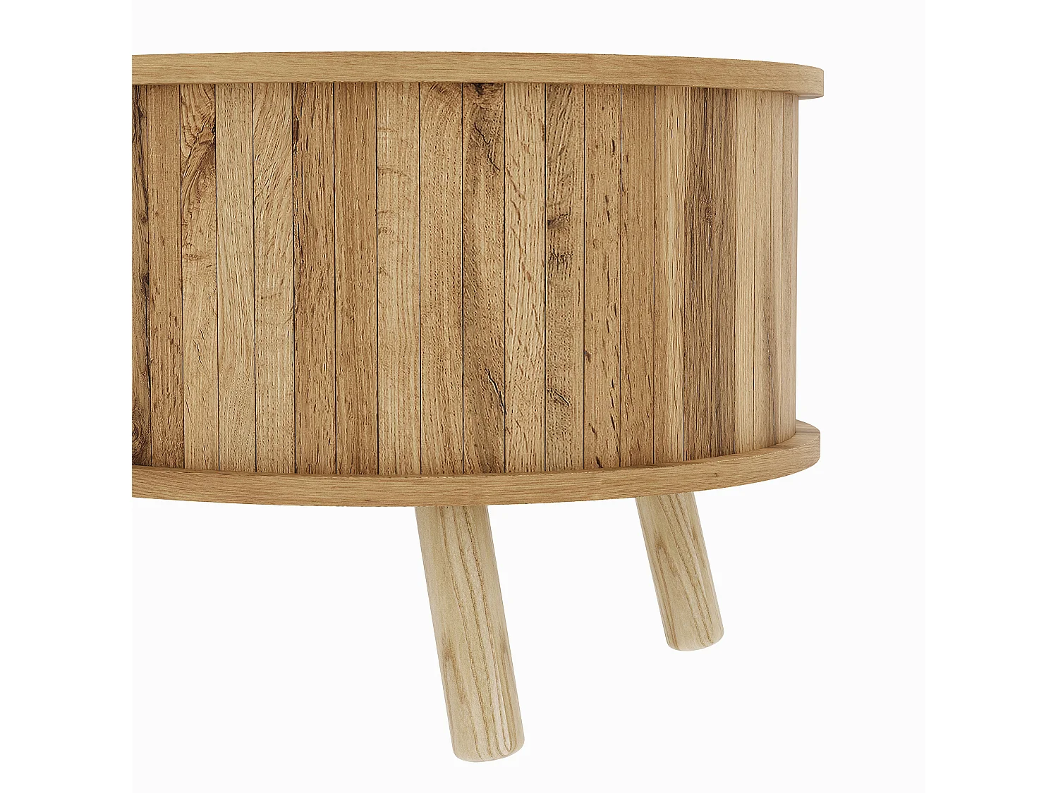 Beistelltisch in Erbsenform 108x50x37 cm - 2 Schiebetüren - Holzoptik - Massivholzfüße - MDF - Natur