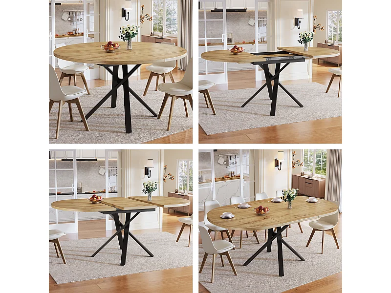 Table de salle à manger extensible - 100-140 x 100 x 75.5 cm ...