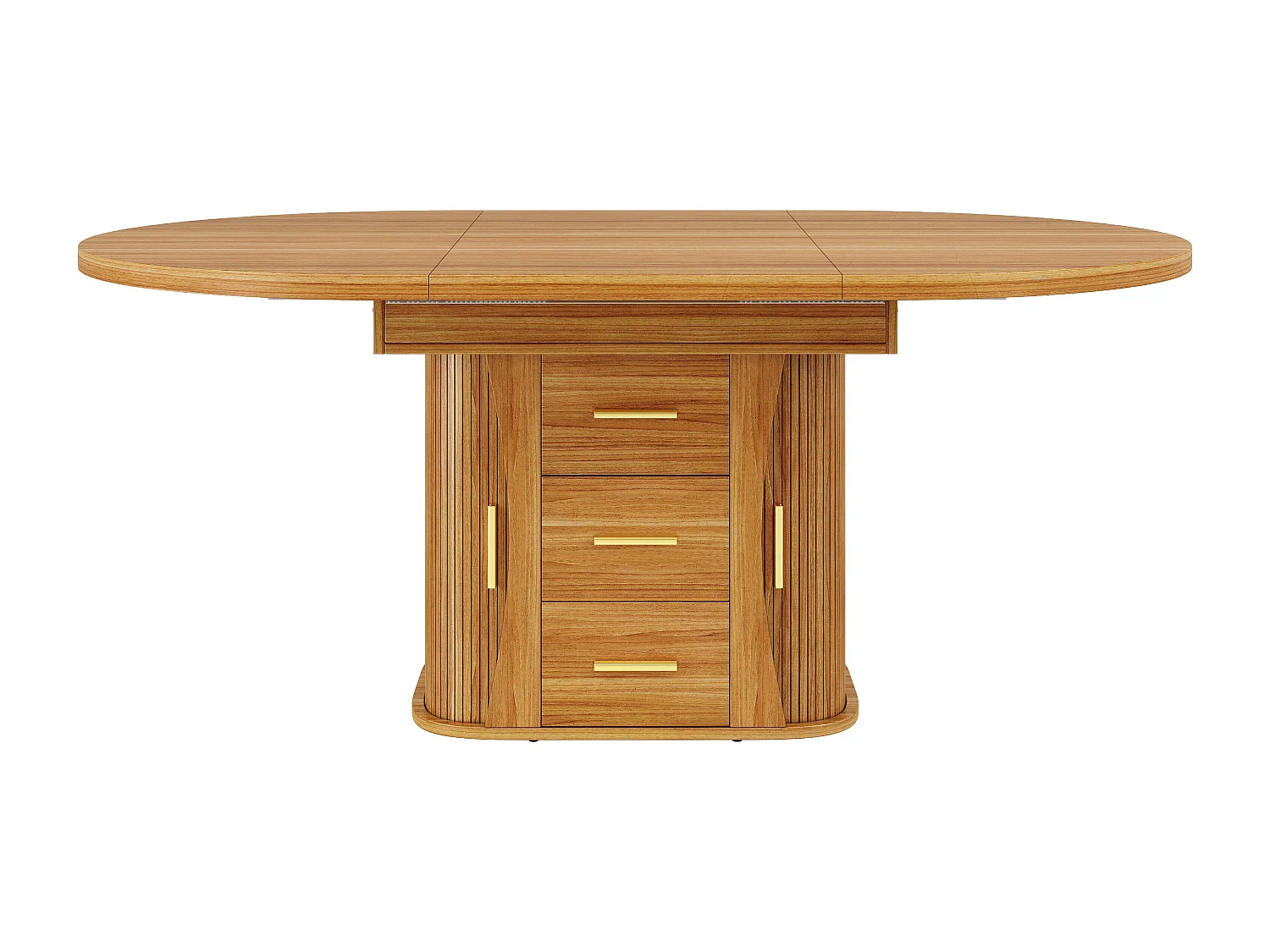 Table à manger extensible - MDF - Table ronde - 118-158 cm - 6 personnes - espace de stockage à 3 niveaux - Naturel