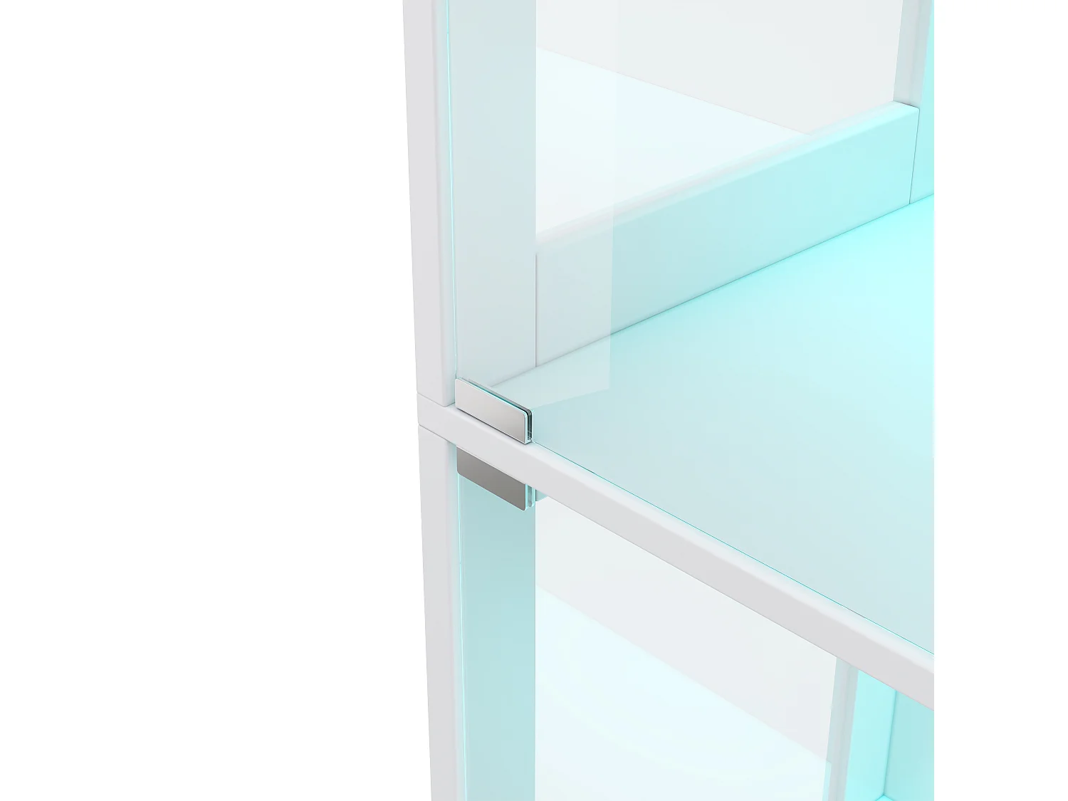 Moderne Glasvitrine – 40 x 35 x 170 cm – mit 4 Ablageflächen, LED-Beleuchtung und Tür – MDF und Glas – weiß