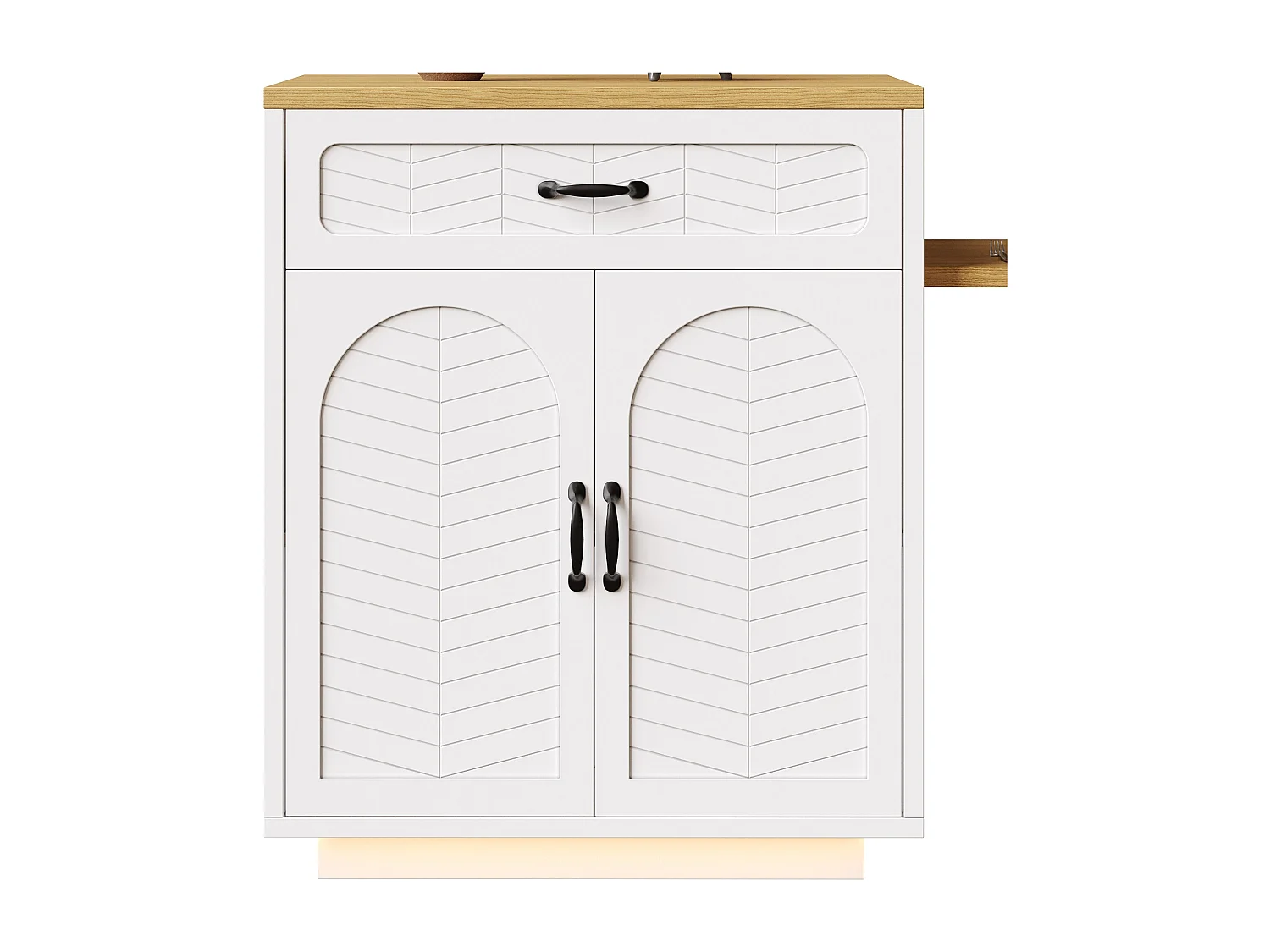 Kookeiland - uitschuifbare eettafel - met LED-verlichting - met 2 lades en 4 deuren - Wit