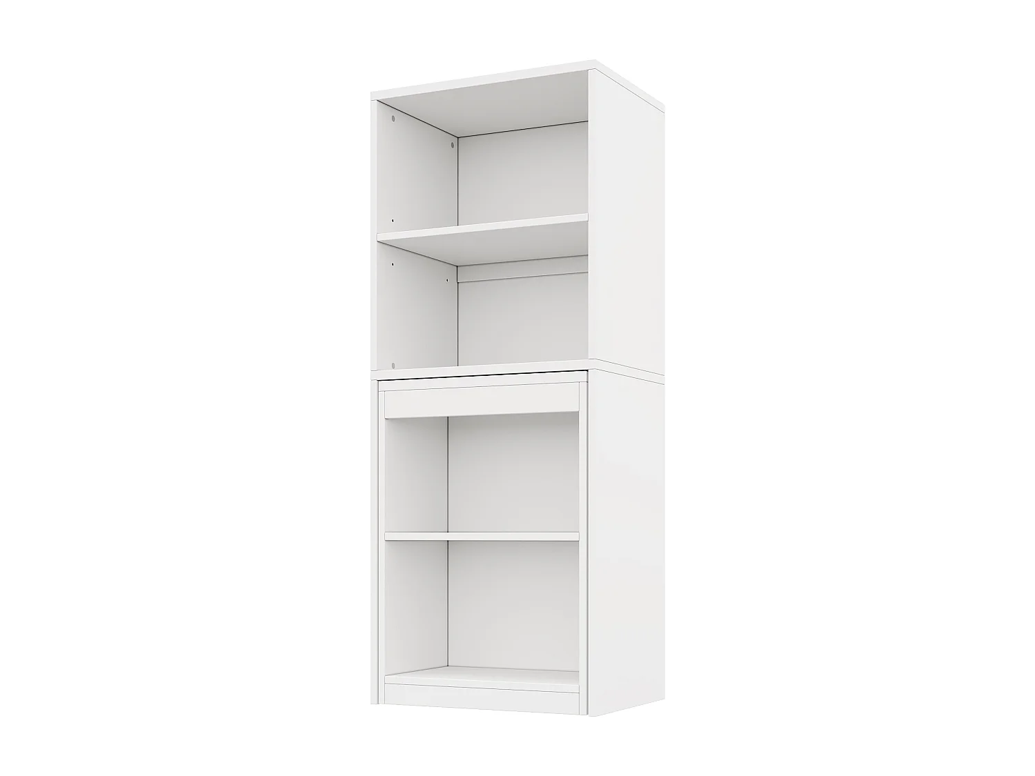2-in-1 Klappschreibtisch und Schrank – 130 x 51 x 137 cm – mit 4 Ablagefächern – Spanplatte – Weiß