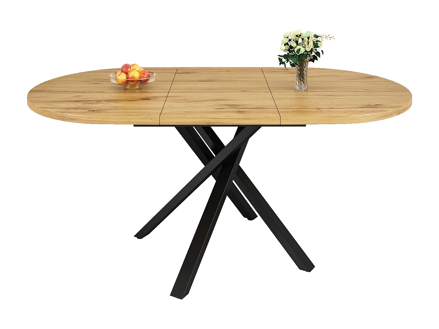 Ensemble table et chaises de salle à manger(5 pièces) - avec table extensible(110-140) + 4 chaises - structure en métal - naturel