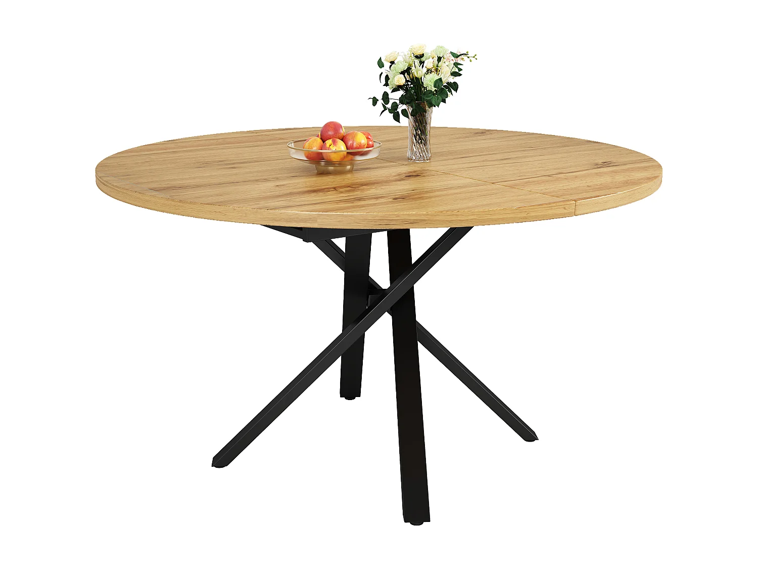 Ensemble table et chaises de salle à manger(5 pièces) - avec table extensible(110-140) + 4 chaises - structure en métal - naturel