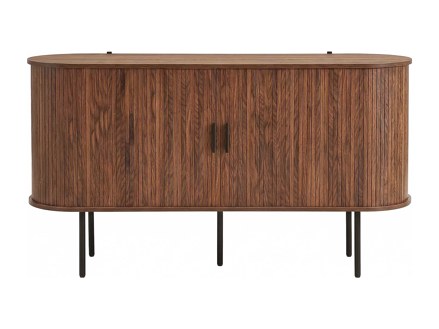 Buffet moderne 140x40x78 cm - 2 portes coulissantes - Poignées en aluminium, pieds en fer - MDF - Marron