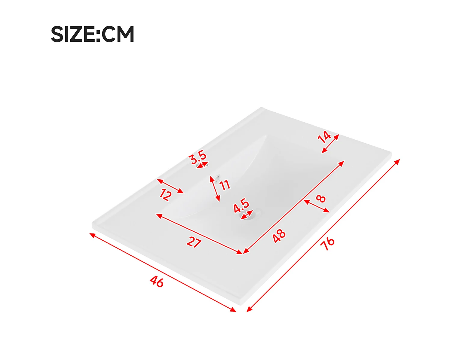 Badkamermeubel - 76 x 46 x 86,5 cm - gelakte afwerking - met 2 lades + opbergdeur + wasbak - MDF - zwart