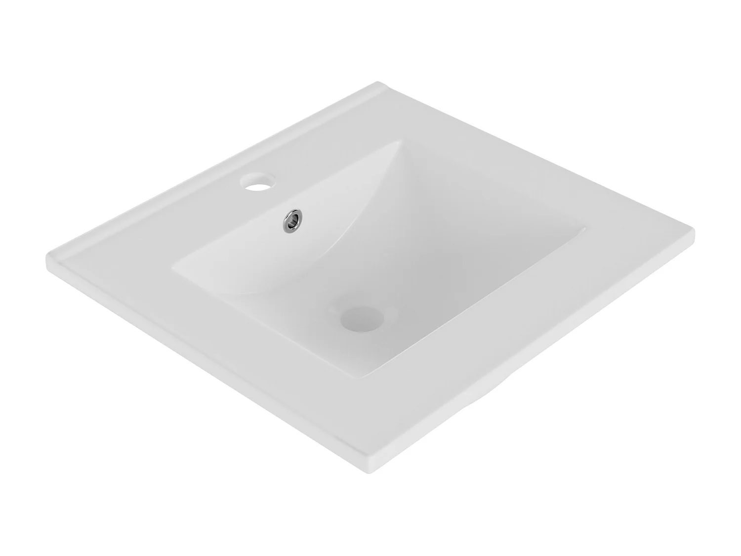 Meuble vasque de salle de bain - 51 x 46 x 87 cm - finition laquée - avec tiroir + porte de rangement + vasque - MDF - blanc