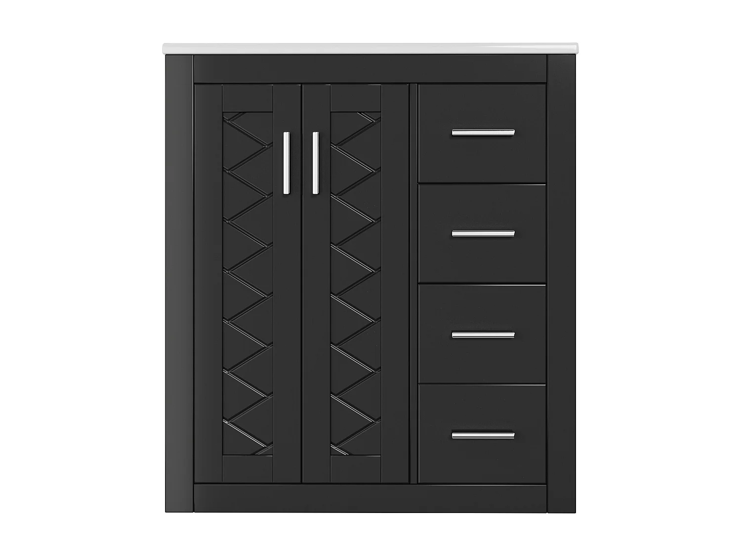 Meuble vasque de salle de bain - 76 x 46.5 x 85.5 cm - finition laquée - avec tiroirs + porte + vasque - MDF - noir