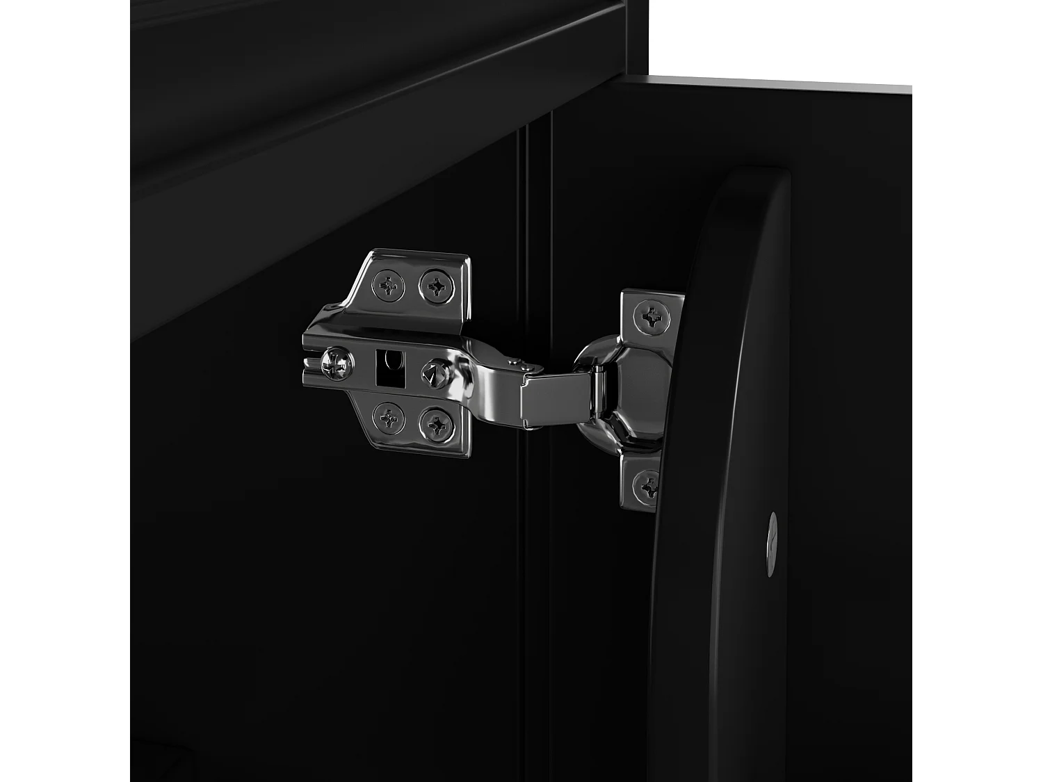 Meuble vasque de salle de bain - 51 x 46 x 87 cm - finition laquée - avec tiroir + porte de rangement + vasque - MDF - noir