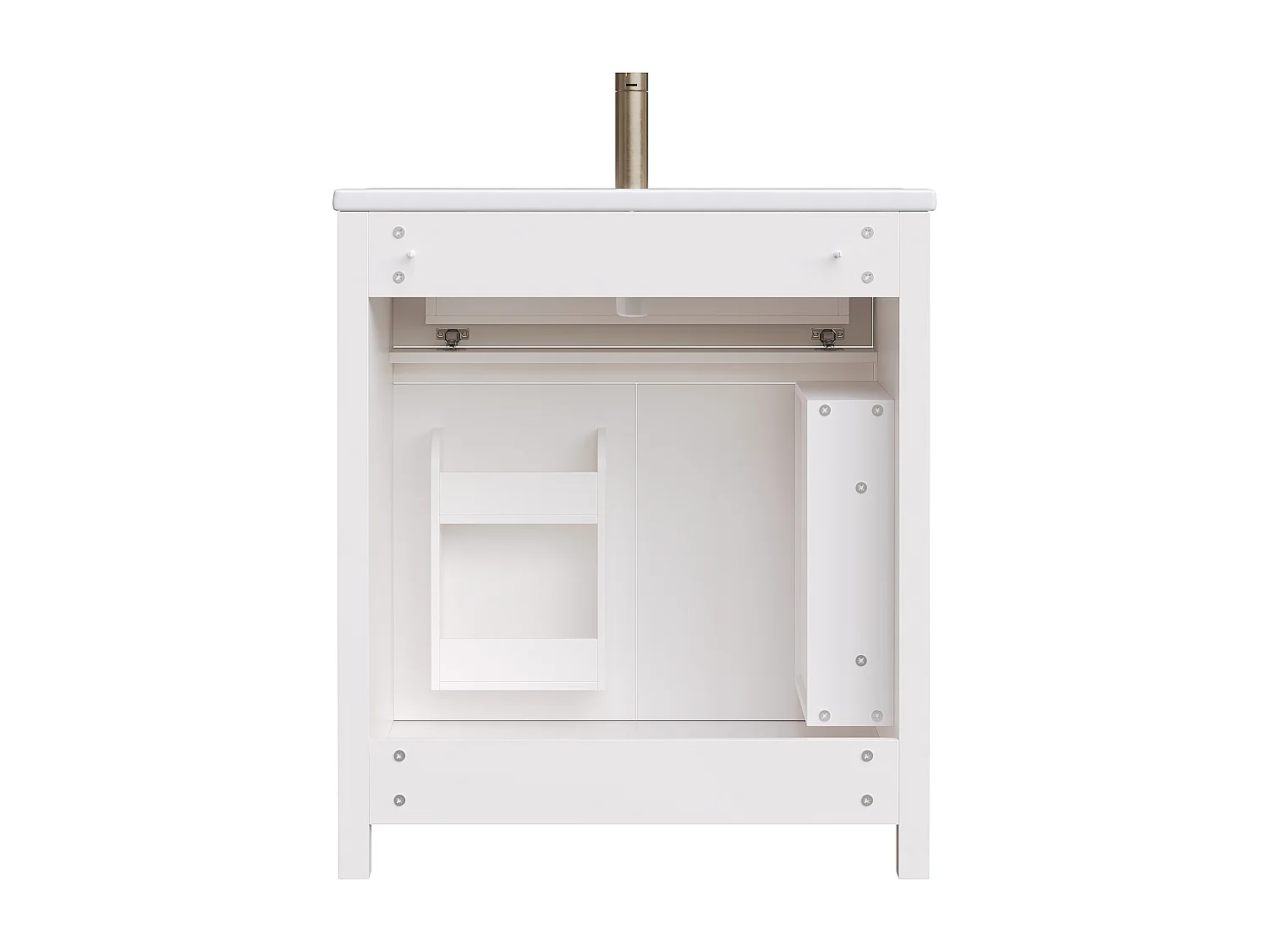 Szafka łazienkowa ceramiczna pod umywalkę - 81 x 46,5 x 86,5 cm - z szufladą + drzwiami + półką - MDF - biała