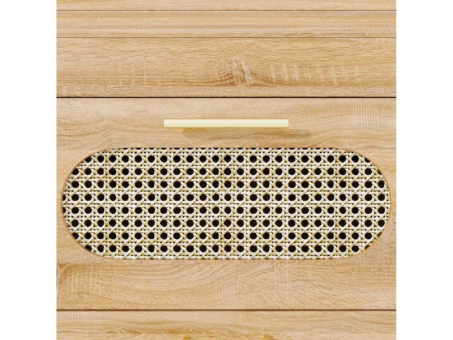 Ausziehbarer Bar-Schrank - drehbar - 128-203x39x90cm - mit 6 Schubladen - großer Stauraum und Metallgriffe - Natur