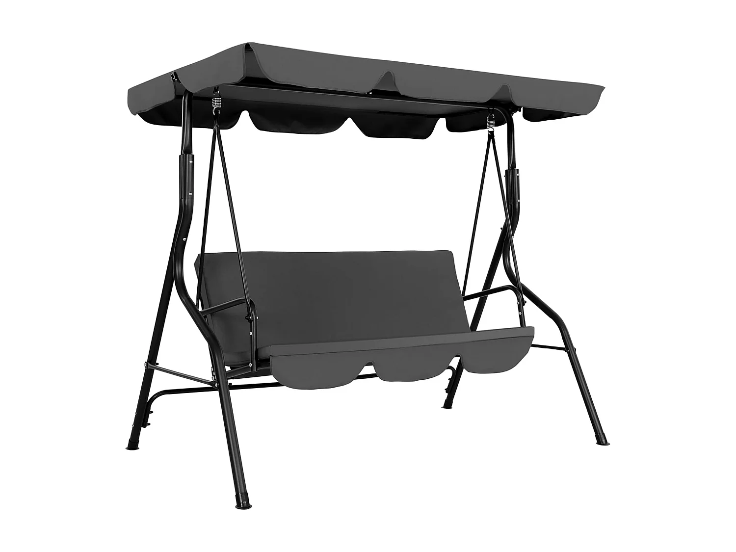 Balançoire de Terrasse, Auvent Réglable et Coussin Amovible, Gris Foncé
