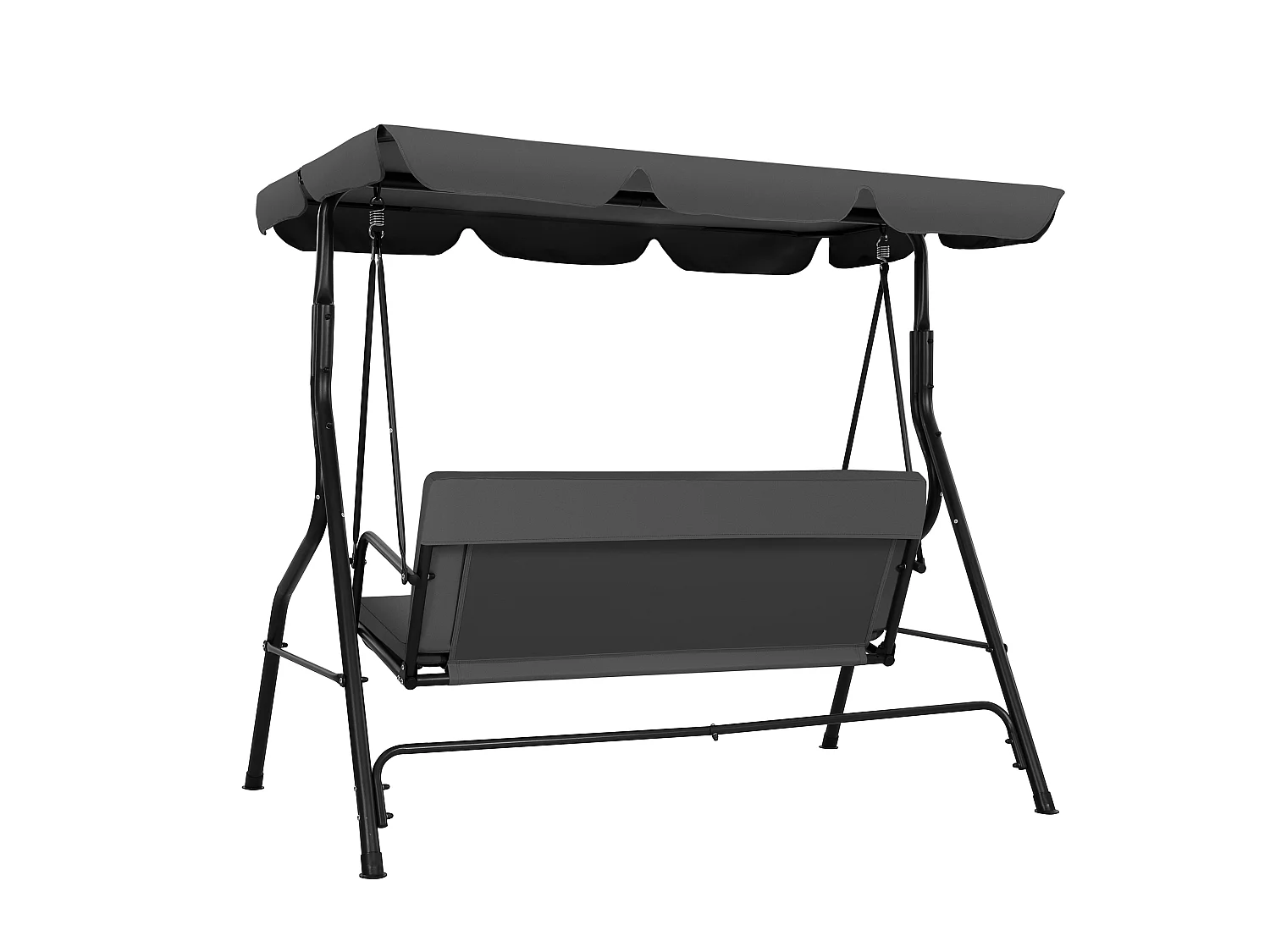 Balançoire de Terrasse, Auvent Réglable et Coussin Amovible, Gris Foncé
