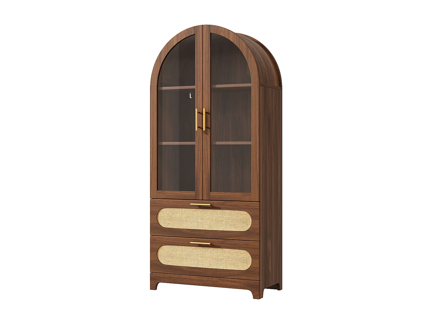 Set aus 2 Bücherregalen im Retro-Stil – 2 x 175 x 80 x 40 cm – mit 4 Schubladen, verstellbaren Einlegeböden und 4 Türen – MDF – braun
