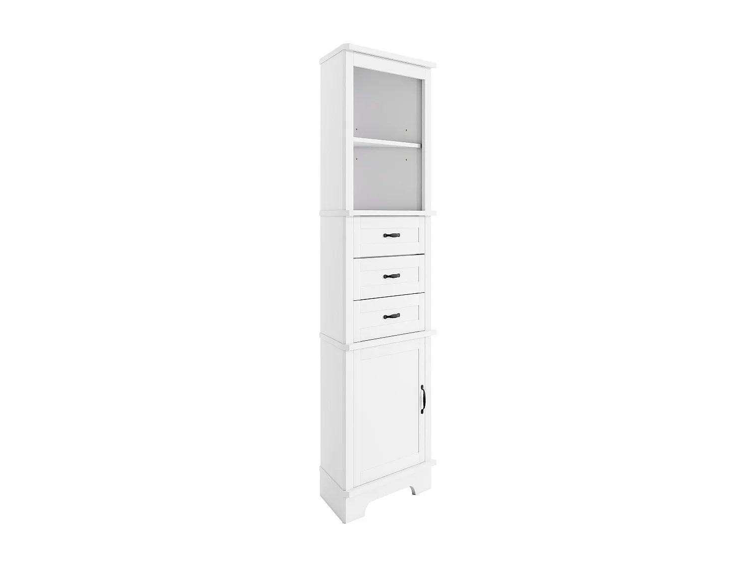 Badkamerhoekkastje - 57,7 x 46 x 167,5 cm - met 1 deur + 3 lades + open schappen - MDF - wit