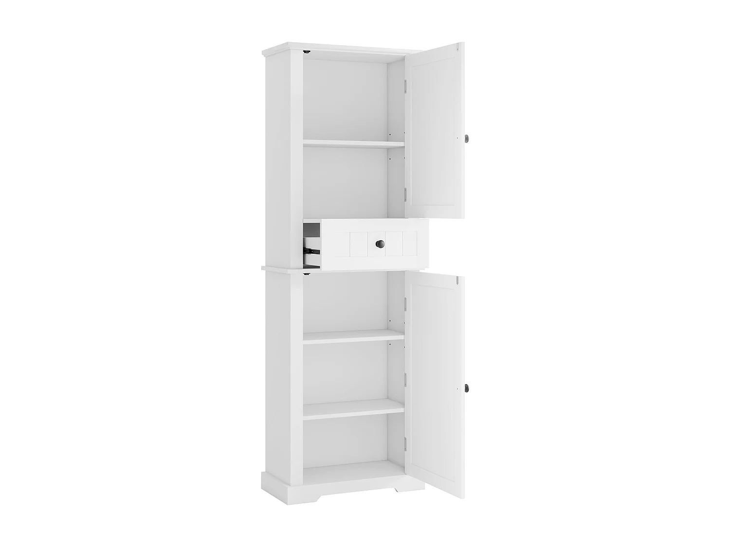 Badezimmerschrank – 56 x 28 x 167 cm – mit 2 Türen + Schublade + verstellbaren Einlegeböden – MDF – weiß