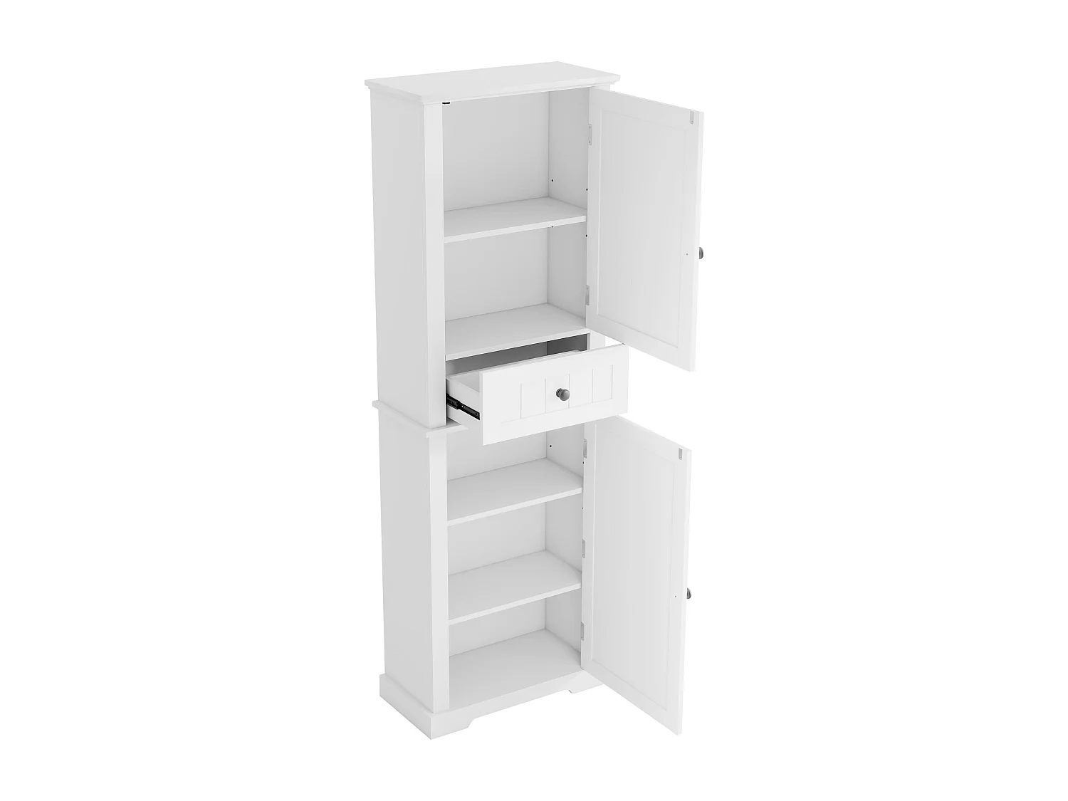 Badezimmerschrank – 56 x 28 x 167 cm – mit 2 Türen + Schublade + verstellbaren Einlegeböden – MDF – weiß