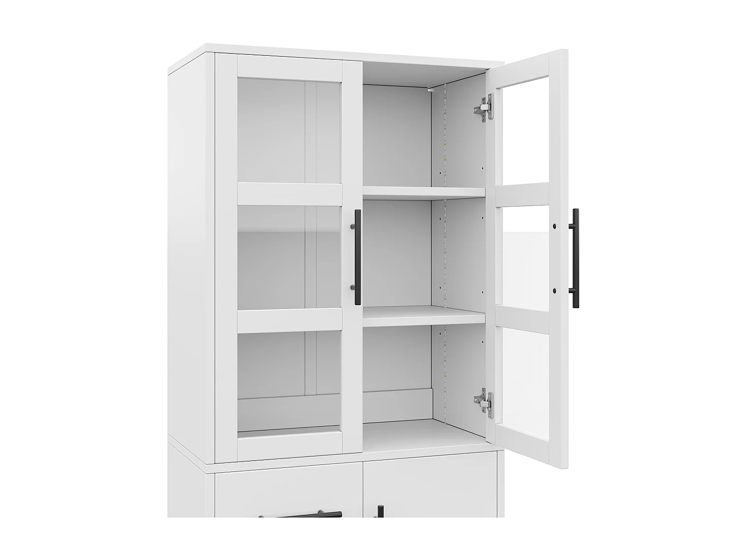 Mobile bagno con lavabo - 72 x 35 x 170 cm - con LED + doppie ante in vetro + 3 cassetti + 2 ante - MDF + vetro - bianco