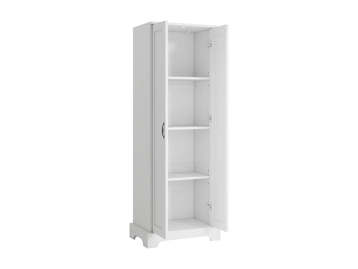 Badezimmerschrank – 56 x 40 x 170 cm – mit 2 Türen und 4 verstellbaren Einlegeböden – MDF – weiß
