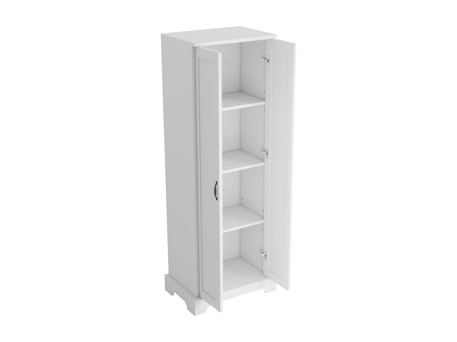 Badezimmerschrank – 56 x 40 x 170 cm – mit 2 Türen und 4 verstellbaren Einlegeböden – MDF – weiß