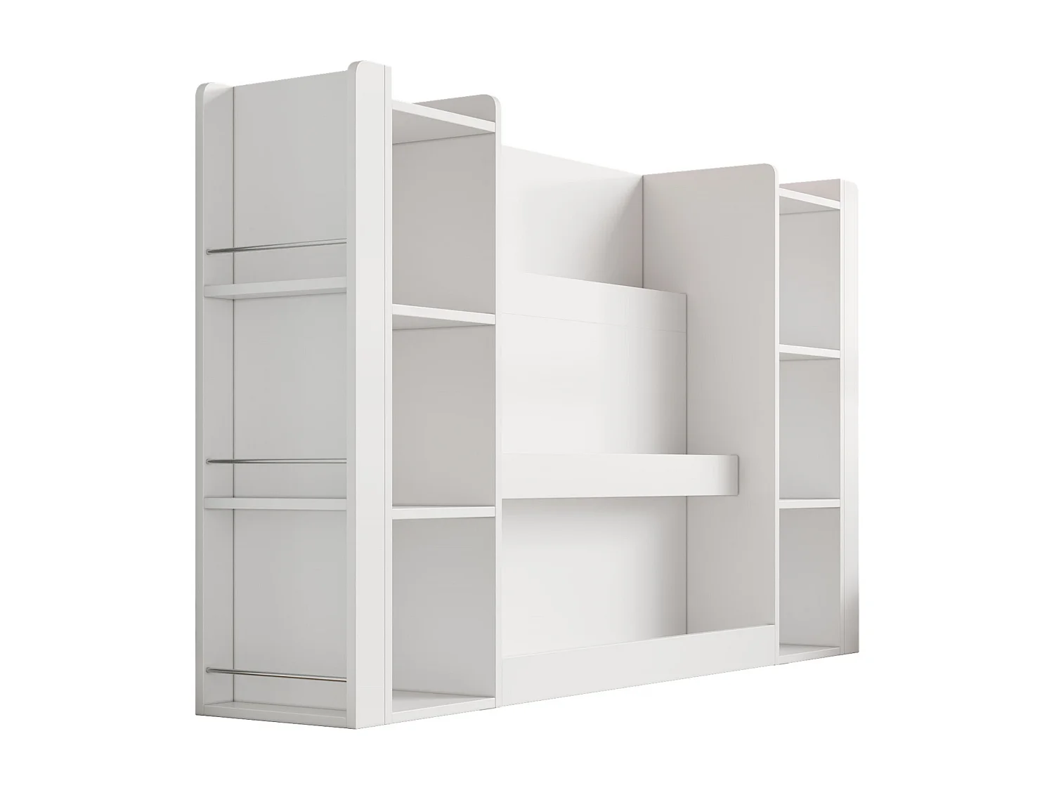 Kinderregal mit Stauraum - 140x30x95 cm - Mehrere Regale - Kinder-Schrank/Bücherregal - MDF - Weiß