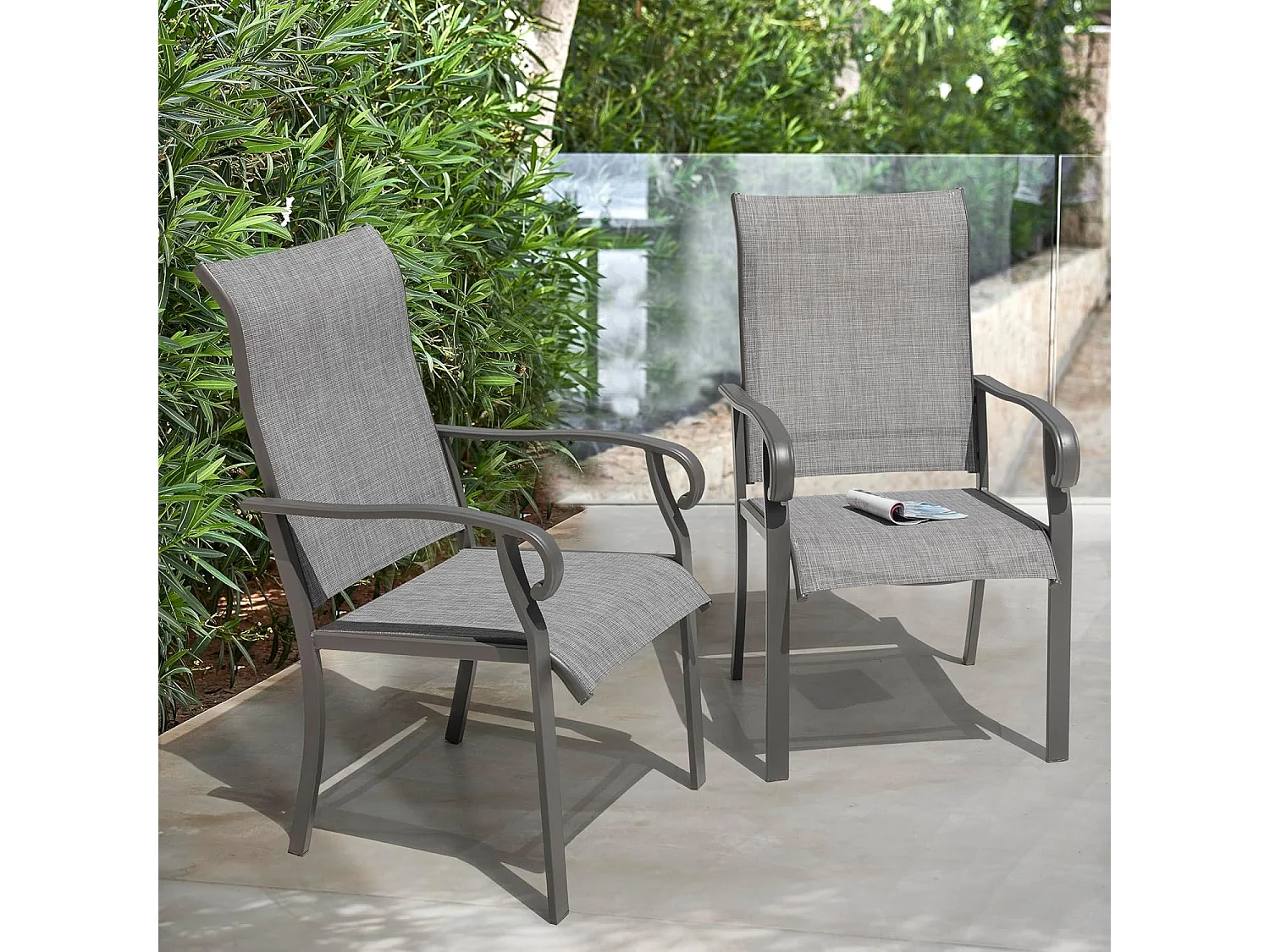 Lot de Chaises de Patio 2 Pièces pour L'extérieur, Tissu Textilène, Cadre en Fer Pulvérisé