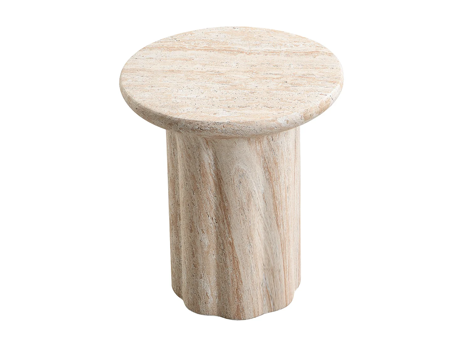Bout de Canapé de Jardin Design Moderne en MgO - Table d'Appoint Extérieure Aspect Travertin - Beige
