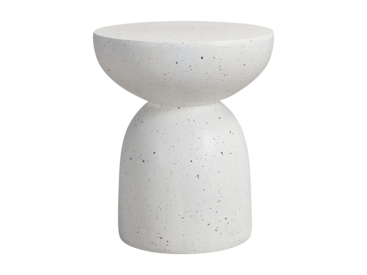 Bout de Canapé de Jardin Design en MgO - Table d'Appoint Sablier Aspect Terrazzo Blanc - Blanc