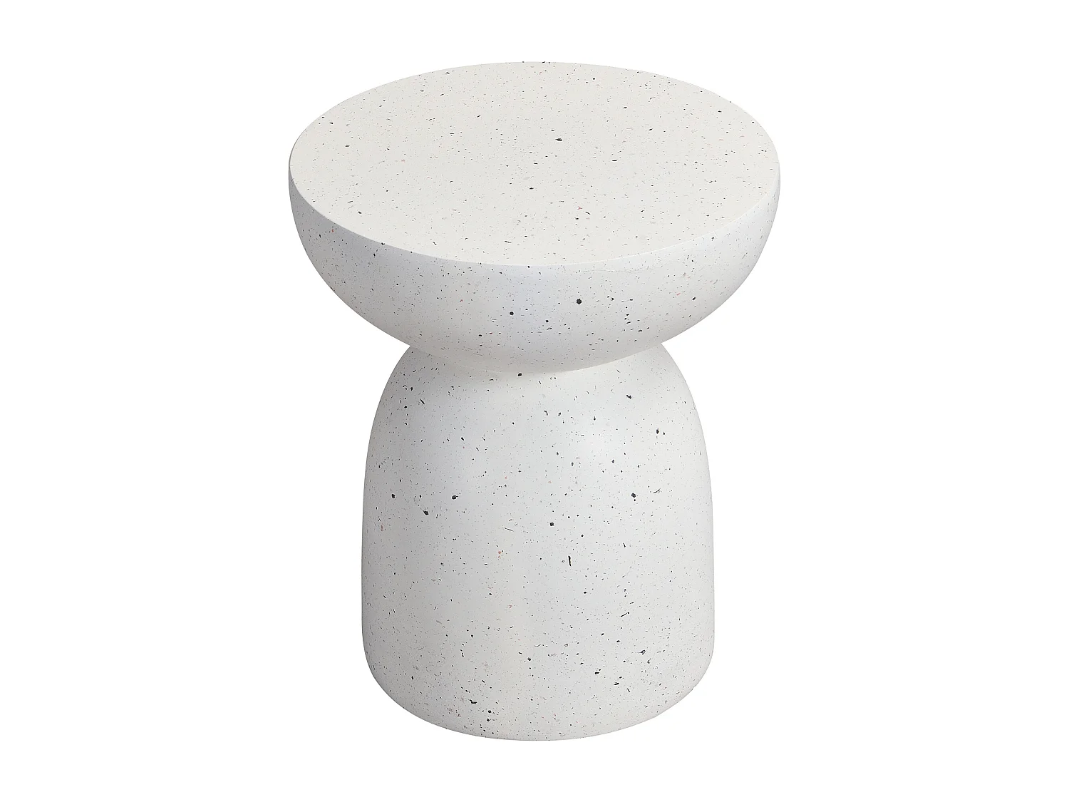 Bout de Canapé de Jardin Design en MgO - Table d'Appoint Sablier Aspect Terrazzo Blanc - Blanc