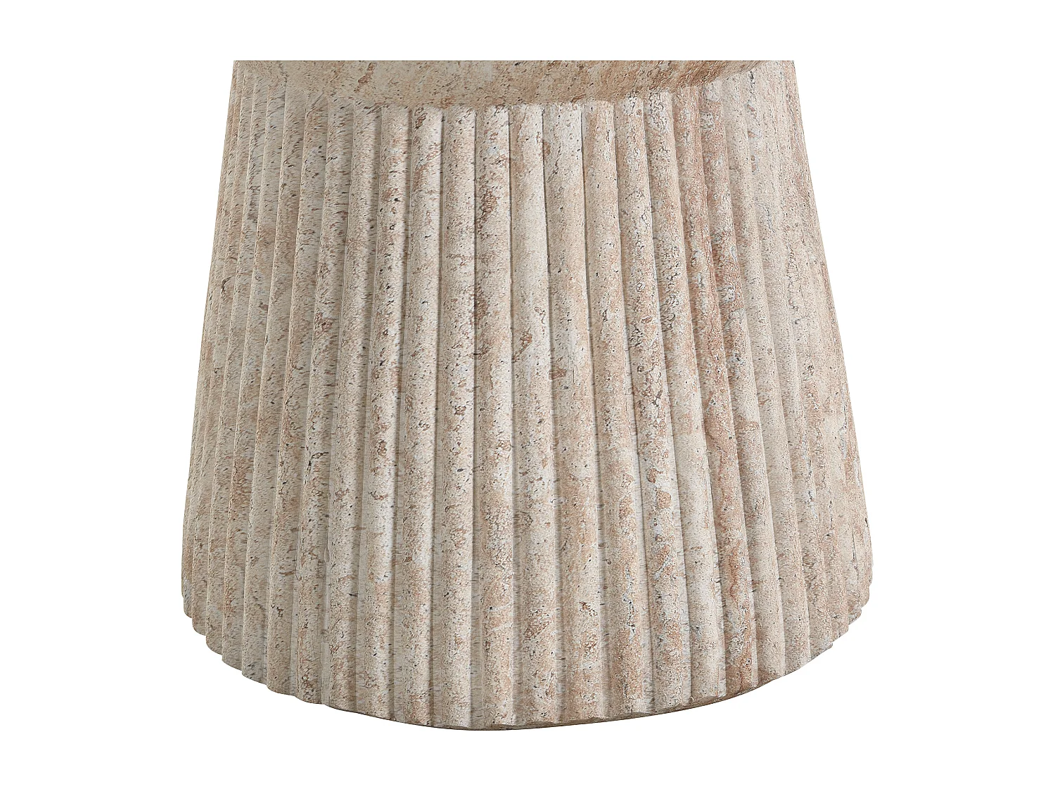 Bout de Canapé de Jardin Design en MgO - Table d'Appoint Cannelée Aspect Travertin Beige - Beige