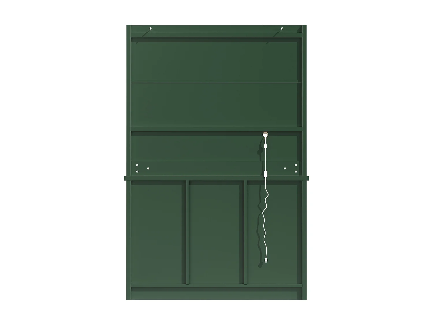 Hohes Küchen-Sideboard – 120 x 40 x 180 cm – mit Schubladen, 2 Stautüren, LED-Beleuchtung und 3 Glastüren – MDF – grün