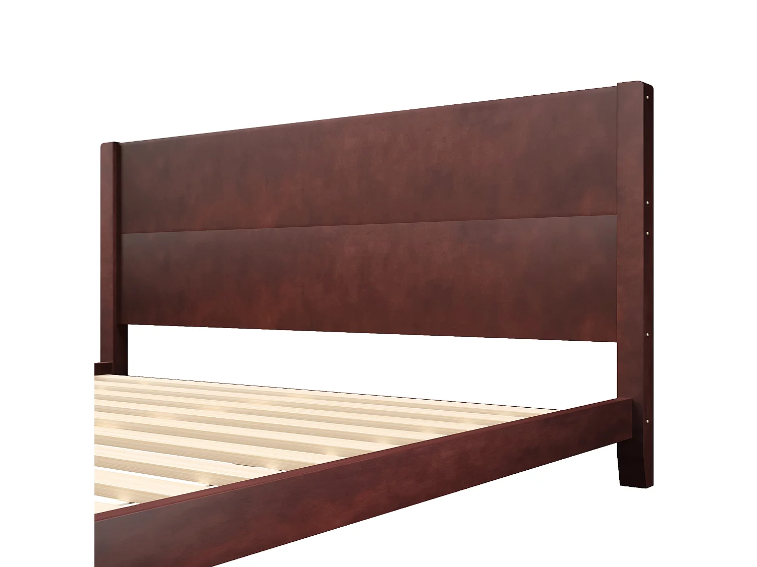 Łóżko dwuosobowe platformowe - 180 x 200 cm - z zagłówkiem i stelażem - MDF - brązowe