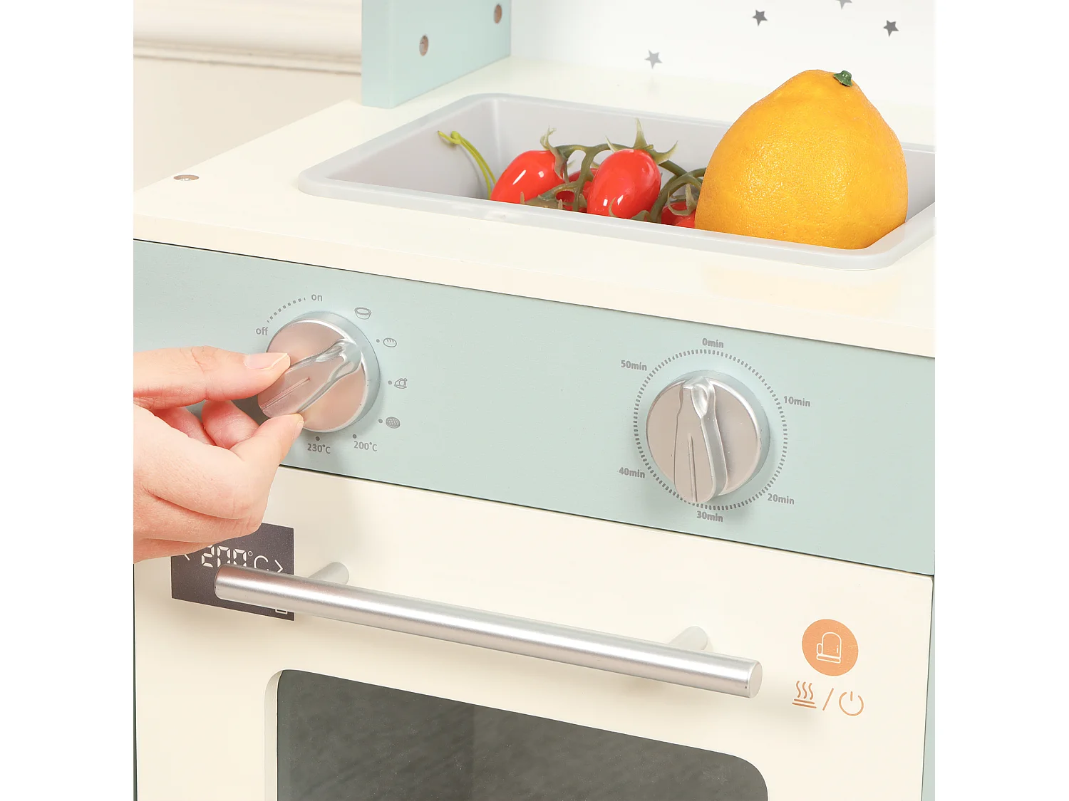 Cuisine Enfants en bois 60x29x81cm - cuisine entièrement équipée - Jouet d’Imitation pour 3 Ans+ (Bleu)