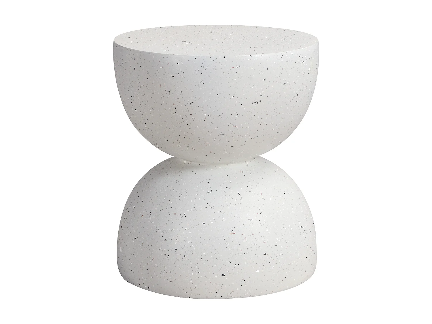 Bout de Canapé de Jardin Moderne en MgO - Table d'Appoint Sablier Aspect Terrazzo Blanc - Blanc