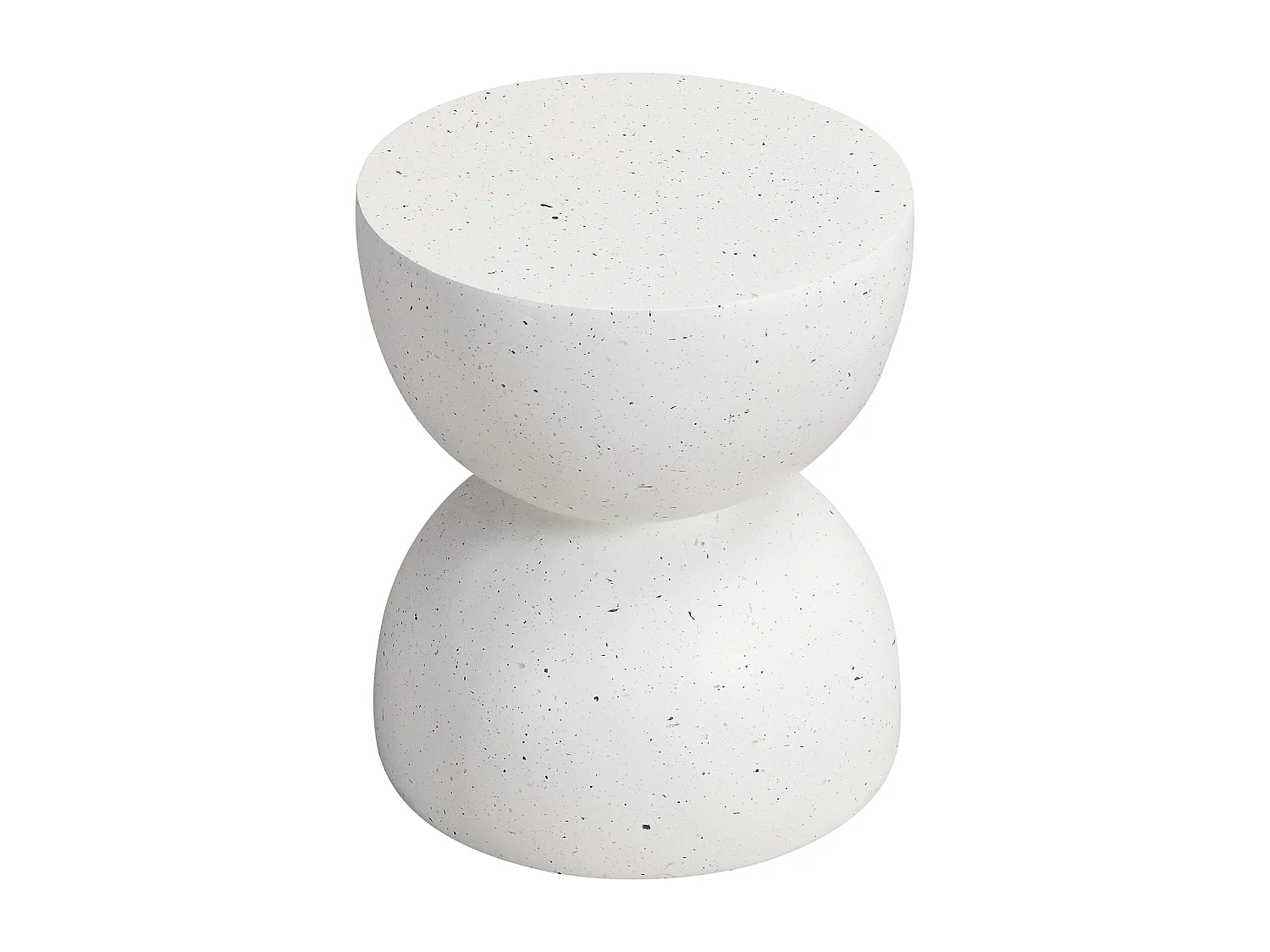 Bout de Canapé de Jardin Moderne en MgO - Table d'Appoint Sablier Aspect Terrazzo Blanc - Blanc