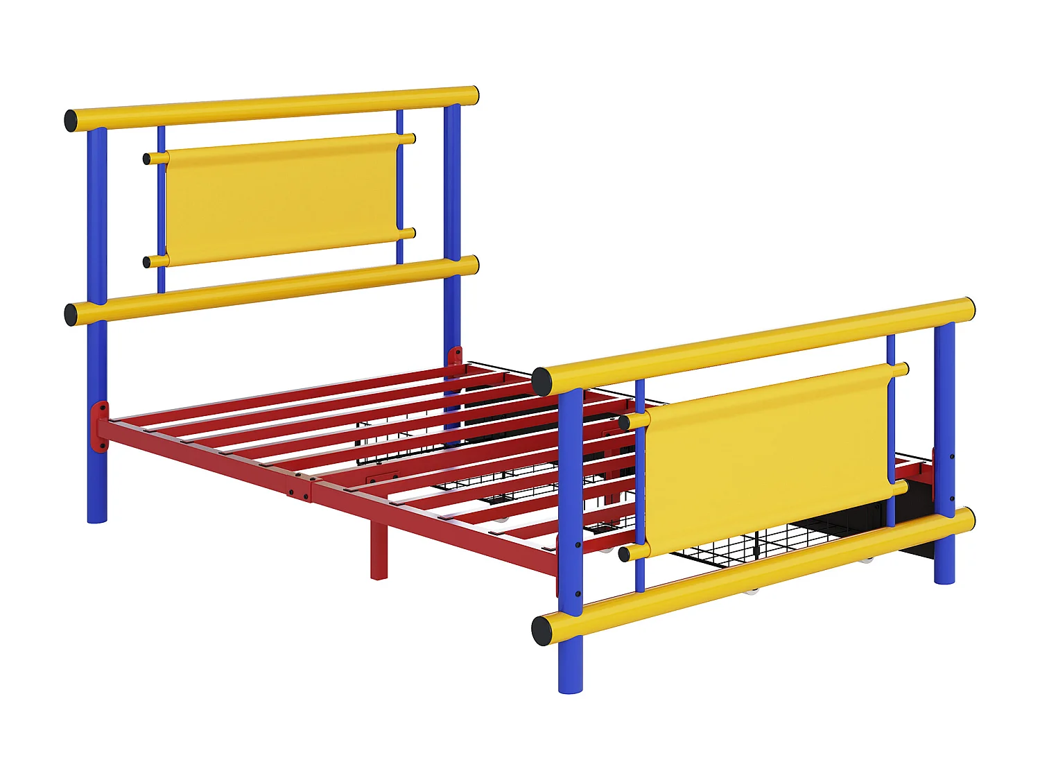 Metalowa rama łóżka dziecięcego - 90 x 200 cm - z szufladami - konstrukcja stalowa - metal - wielokolorowa